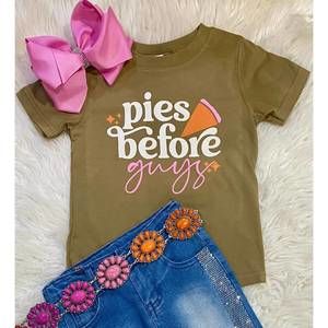 NEW BEAUTS & BEAUS girl's pies before guys tee in multi